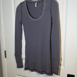Free People Charcoal Long Sleeve Thermal T